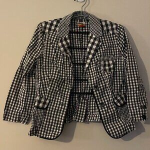 EUC Size 6 Y2K Vintage Anthropologie Taikonhu Black/White Buffalo Plaid Blazer